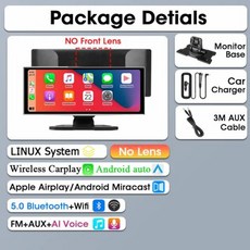 Srnubi 대시 캠 후방 카메라 카플레이 및 안드로이드 자동 DVR GPS 네비게이션 비디오 대시 보드 미러 모니터 자동차 DVR 10.26 인치, NO Lens_NO TF Card