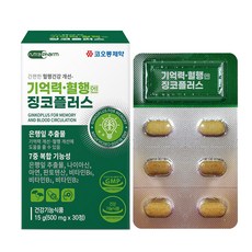 1+1징코 플러스 기억력 혈행 코오롱 2박스 총60정, 30정, 2개