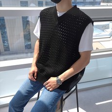 남자시스루니트조끼