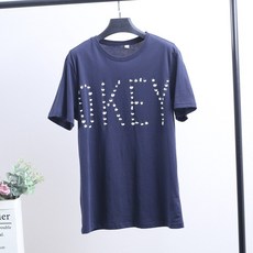 한국무역상사 캐쥬얼반팔티셔츠 마른남자옷 XKINGC 여름옷 네이비그레인 색깔 풀패딩 이니셜 인쇄 무드 227