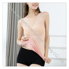 티피 레이스 넥 숙녀 따뜻한 조끼 민소매 겨울 슬림