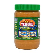 Teddie All Natural Super Chunky Peanut Butter 테디 슈퍼청키 무설탕 땅콩버터 피넛버터 454g 6팩, 6개