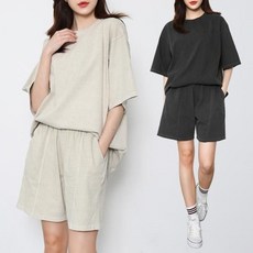 피그먼트반팔반바지세트