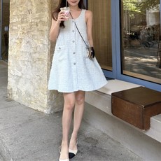 트위드원피스 민소매 플레어 원피스