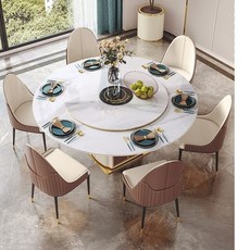 인덕션테이블 전기인덕션 Kitchenlight 럭셔리 락 플레이트 텔레스코픽 식탁 밥솥, 1.35m1.7m6의자