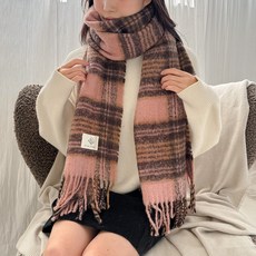 블루씨티 세인트 체크 라벨 빅 폭닥 머플러 목도리