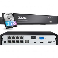 ZOSI 4K 8채널 PoE NVR 시스템 16CH 확장 가능 연중무휴, 8CH PoE NVR - nvr8채널