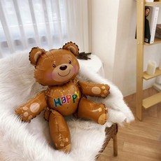 생일 풍선 파티 용품 곰 인형 이벤트 은박 호일 소품, 해피곰인형 풍선