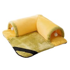  JINYOUQIAN 고양이터널하우스 고양이 매트 투인원 고양이 둥지 보온하다 애완 동물 용품, 그린, L 