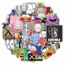 64 장 KAWS 스티커 세트 KAWS 방수 씰 스티커 팩 KAWS 데칼 가방 자동차 자전거 자전거 헬멧 PC 스노우 보드에 적용