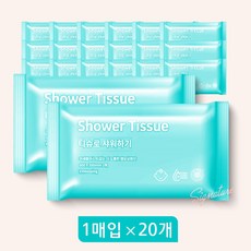 물 없이 샤워하는 도톰한 오웰 샤워티슈 대형 물티슈, 1매입, 20개