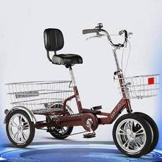 입문용 성인 4발 세발자전거 4륜 조립, 스틸프레임모델14인치와인레드3륜모델