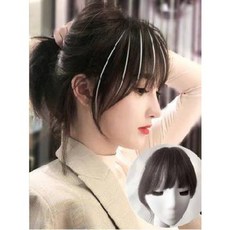 인조 콧수염 가짜 수염 가발 연극 소품 분장 레드 내추럴 시스루 뱅 앞머리 여진발 프렌치 커런트 헴라인 슬림 헤어, 03 라이트브라운