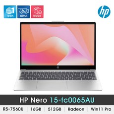 [당일발송] HP Nero 15-fc0065AU_win11 Pro / R5-7530U / Full-HD / 16GB / NVME 512GB / 15.6인치 / 실버 / 사무용, HP 15-fc0065AU, WIN11 Pro DSP, 라이젠5