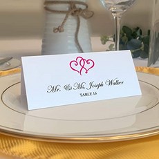 Linked Hearts Place Cards Fuschia Set of 150 Pre-Cut and Scored - ((150) Precut Cards Fuschia), (150) Precut Cards, Fuschia