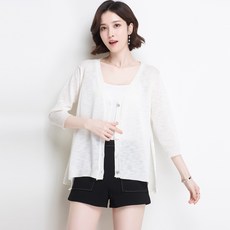에어매쉬 여성 0가디건 얇은 코트 와이드 숄 외 매치
