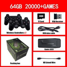 R36S한방팩 휴대용 비디오 게임 콘솔 4K 2.4G 무선 제어 레트로 클래식, 없음, 1) 64G20000Game