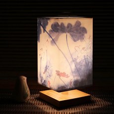 빈티지 스타일 나무 테이블 램프 레트로 풍경 그림 책상 방 장식 개성, B.No bulb