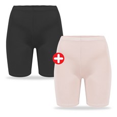 마켓콩 여성 여름 빅사이즈 인견 속바지 5부 2p(검정 살색 보라 XL~특대)-여자 학생 치마속바지