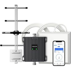 Verizon 및 ATT용 휴대폰 신호 부스터 | 최대 4500 Sq Ft 대역폭 4G LTE 5G 상향 121317 고이득 안테나 포함 65dB 듀얼 밴드 셀룰러 리피터 FC, Black
