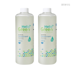 헬로그린 순식물성 야채 과일 1종 주방세제 무향 1000ml 리필 2개, 1L