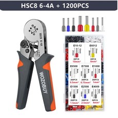 소매집게 페룰 슬리브 터미널 압착 도구 미니 전기 펜치 와이어 연결 수리 클램프 HSC8 6-4/6-60.25-10mm 0.25-6mm, [03] HSC8 6-4 1200pcs, 1개