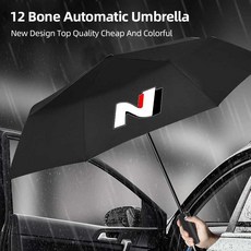 자동차 완전 차량우산걸이 자동 접이식 우산 햇빛가리개 액세서리 N 퍼포먼스 I20 IX35 I30, Black, 1개