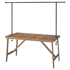 이케아 아스크홀멘+헬게외 테이블+장식봉 행어 캠핑 다크브라운/블랙 143cm, 595.453.39