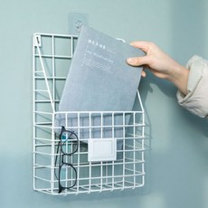 정리선반 거실선반 벽걸이 철제 바스켓 수납장 감성인테리어 철, 색상:블랙, 1개
