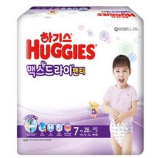 하기스 NEW 맥스드라이 팬티형 기저귀 여아용 특점보형 7단계(19~24kg), 28매