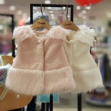 치크 *신상품 * 시즌오프!!! 여아 진주포인트 포근포근~ 퍼조끼