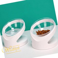 WH 목편한 경사식기 화이트 애완견식기, 1개