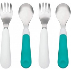 OXO 토트 트레이닝 포크 및 스푼 세트 티알 2-팩 : 아기, 단일옵션