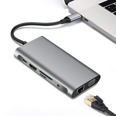 SanBeans Macbook Pro 허브 Thunderbolt 3용 C 어댑터 USB 3.0 4K HDMI 호환 Type-C 어댑터(회색), 1개