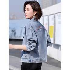 탱탱 자수데님재킷 유럽 화물 여성 숏 와이드 루즈핏 봄가을 캐쥬얼 상의긴팔