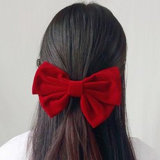 미모양 고급 벨벳 왕리본 자동핀