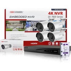 HIKV 8 채널 보안 카메라 시스템 키트 DS 7608NI Q2 8P 8CH 4K 2SATA PoE NVR 6x 2CD2043G2 IU 업그레이드 2CD2043G0 I 2CD, Bullet Kit 4CH + 4CAM - 2TB - 7608ni-i2