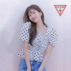 [현대백화점][게스진] YL2W2268 여성 스퀘어넥 셔링 반팔 블라우스