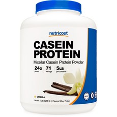 뉴트리코스트 카제인 프로틴 5파운드 바닐라맛 1병 5lb 1서빙 31.86g 71회분 Casein Protein [5 LBS] [Vanilla]