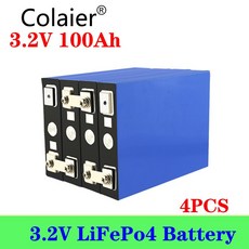 4pcs Colaier 3.2V 100Ah LiFePO4 배터리 팩 리튬 철 phospha DIY 12V 24V 오토바이 전기 자동차 태양 광 인버터 배터리|배터리 팩|, 1개, 단일, 단일