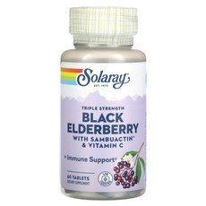 Solaray 트리플 스트렝스 블랙 엘더베리 삼부액틴 및 비타민C 함유 60정, Solaray트리플스트렝스, 1개