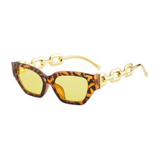 트렌디 펑크 선글라스 블록 눈부심 고화질 비전 운전 안경 눈 보호 UV 여성 남성, Leopard Yellow, 1개