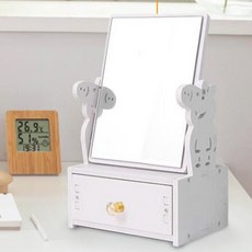 각도조정 화장거울 탁상거울 수납서랍 립스틱 화장품정리함 향수 소형화장대 인테리어소품, 사각 2단