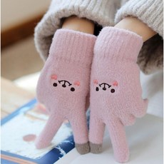 귀여운 곰돌이 휴대폰 터치 장갑 양손 세트