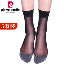 pierre 필 카 르 담 짧 은 스타킹 여자 5 켤레 모 달 디 양말 레이스 벨벳 체크 스 트 라 이 프 레 치 에 어 로 빅 투명 얇 여성 블랙 리 사이즈