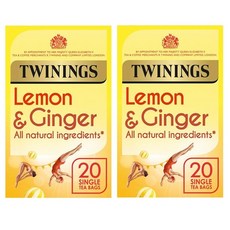 Twinings 트와이닝 레몬 진저 생강 허브 티 차 Lemon Ginger 20티백입 2팩, 1세트