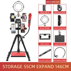 16/26cm LED 포토 링 라이트 Selfie RingLight with Microphone 삼각대 스탠드 3 라이트 모드 Dimmable Ringlight for YouTub, 03 4 seats 16cm