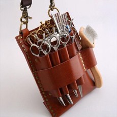 전문가용미용 가위집 미용가위가방 헤어 커트 디자이너 이발사 가죽, 1개, 블랙 소