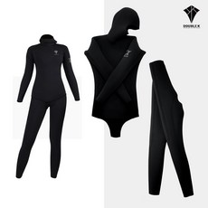 더블케이 여성 투피스 프리다이빙 슈트 웻슈트 잠수복 3mm/5mm/7mm 딥블랙 야마모토39, 3mm, 가슴패드선택안함