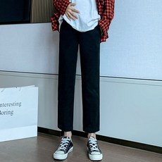 ANGEL 마미 겨울 가을 타입 스타일리쉬 기모 융 모직 일자 통 핏아우터 산전바지